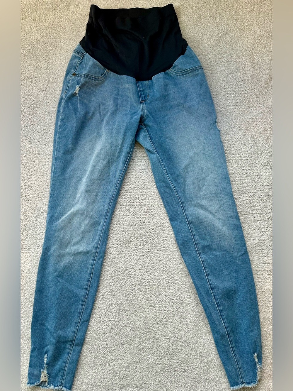 Sonoma Light Blue Skinny Maternity Jeans with Black Belly Panel